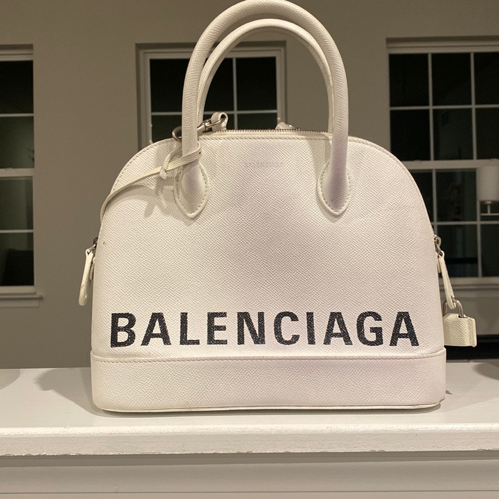 White Balenciaga cross body purse